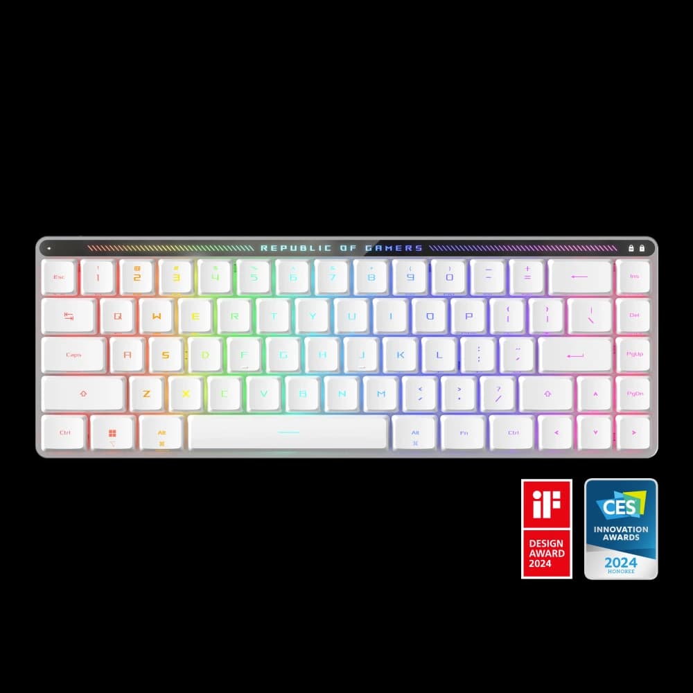 ROG Falchion RX Low Profile front view with 2024 CES Innovation Award Icon