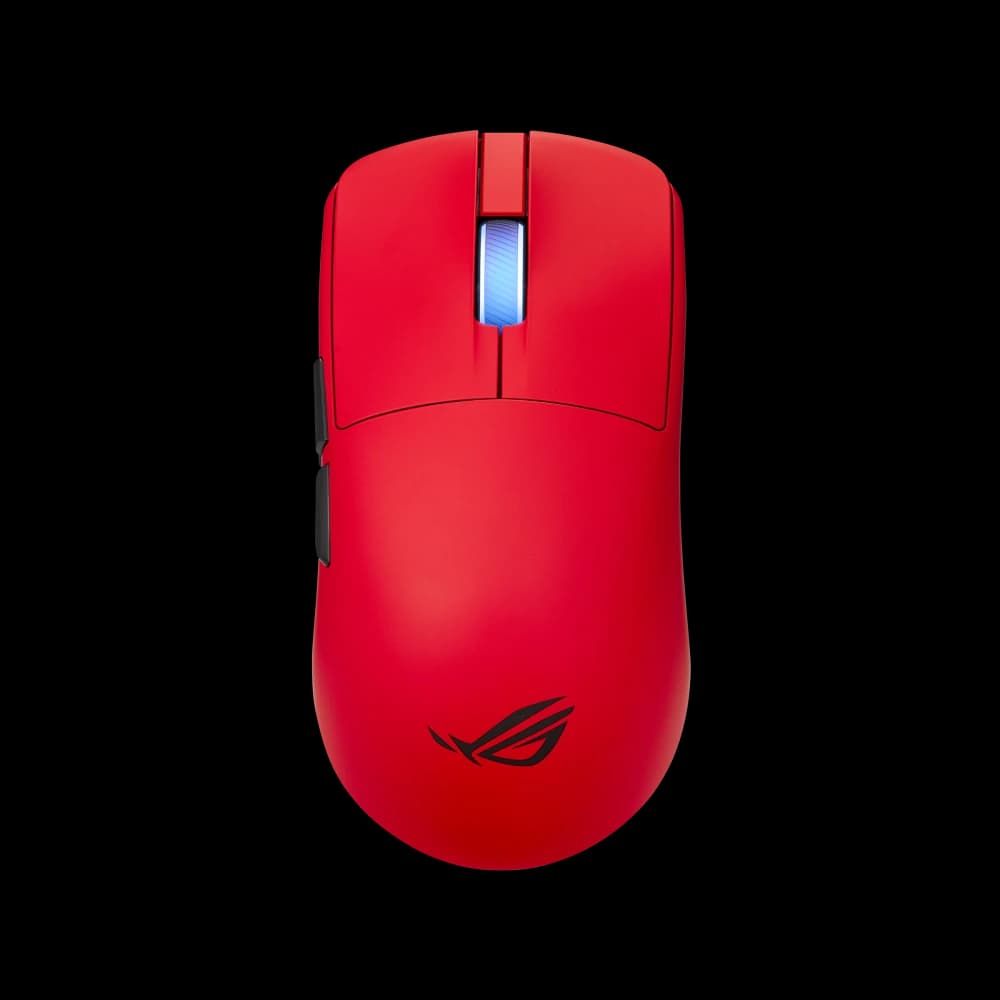 Top view of the lava red ROG Harpe II Ace