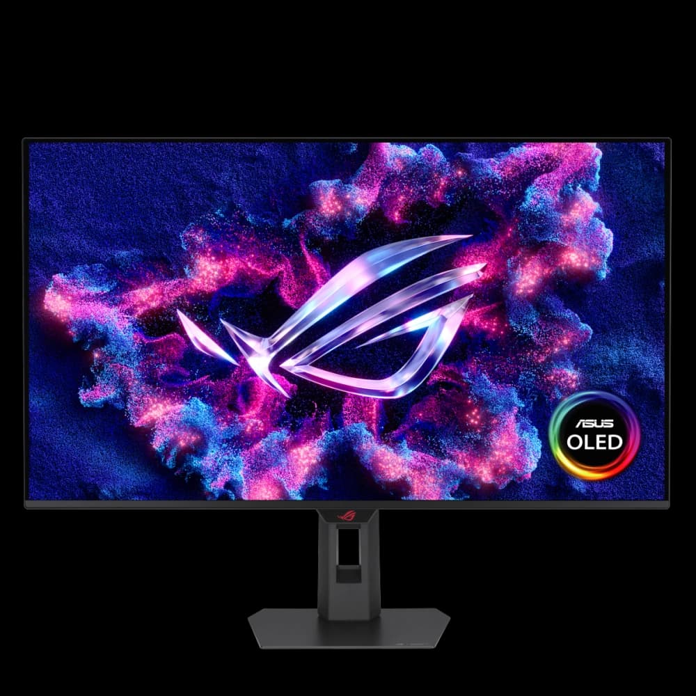 ROG Strix OLED XG32UQDMS front view with OLED LOGO