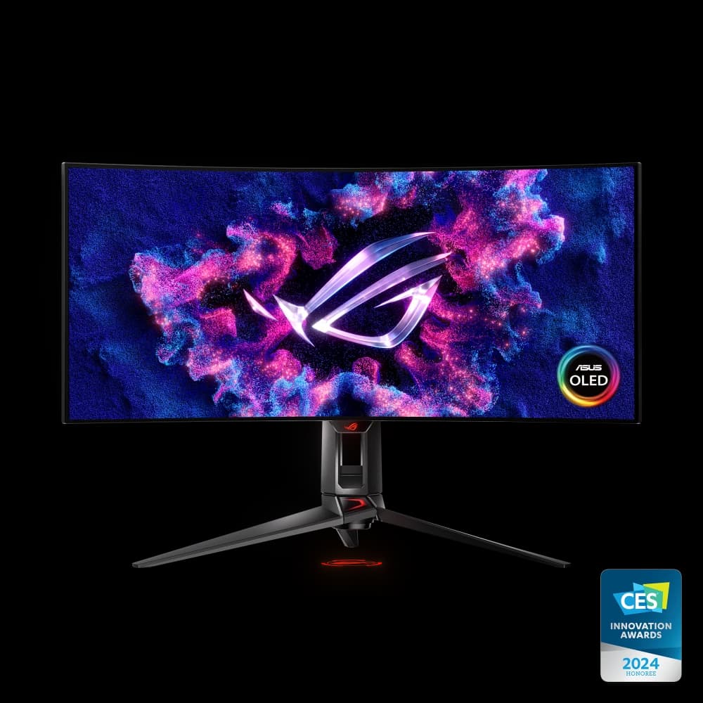 ROG Swift OLED PG34WCDM _ front+icon+award