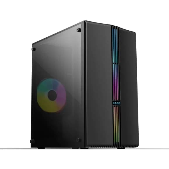 Ease Rounded Tempered Glass Micro-ATX Gaming Case with ARGB Strip view 1