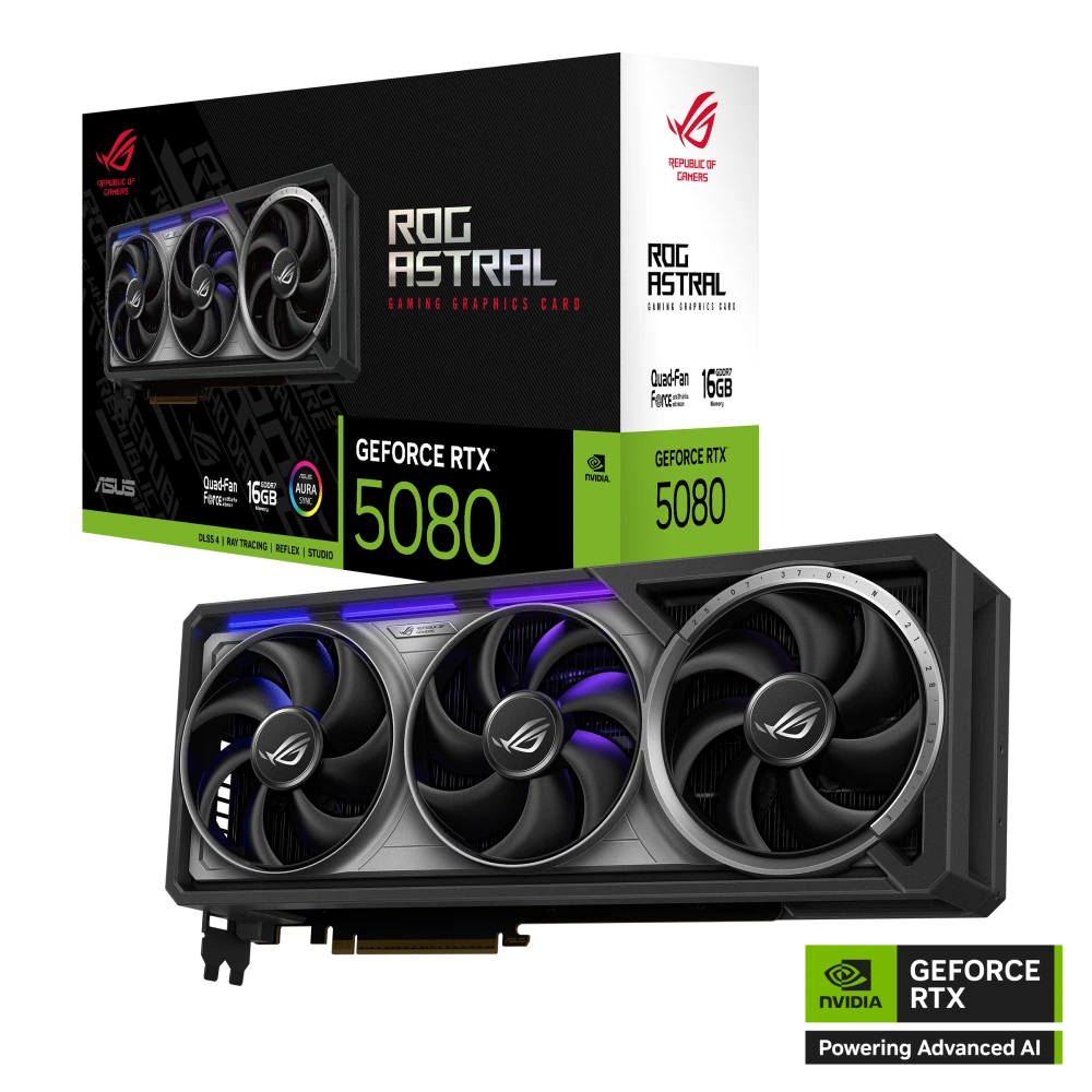ASUS ROG-ASTRAL-RTX5080-16G-GAMING box with card NV