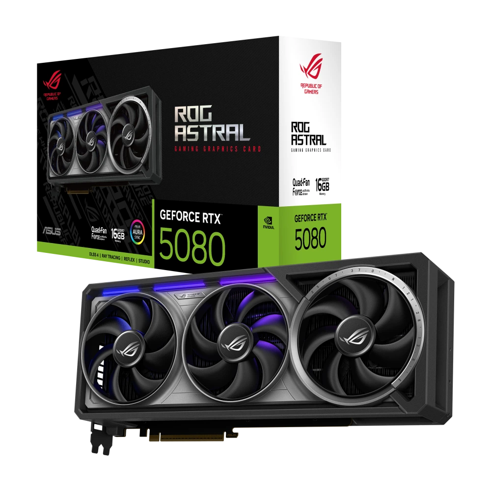 ASUS ROG-ASTRAL-RTX5080-16G-GAMING box with card