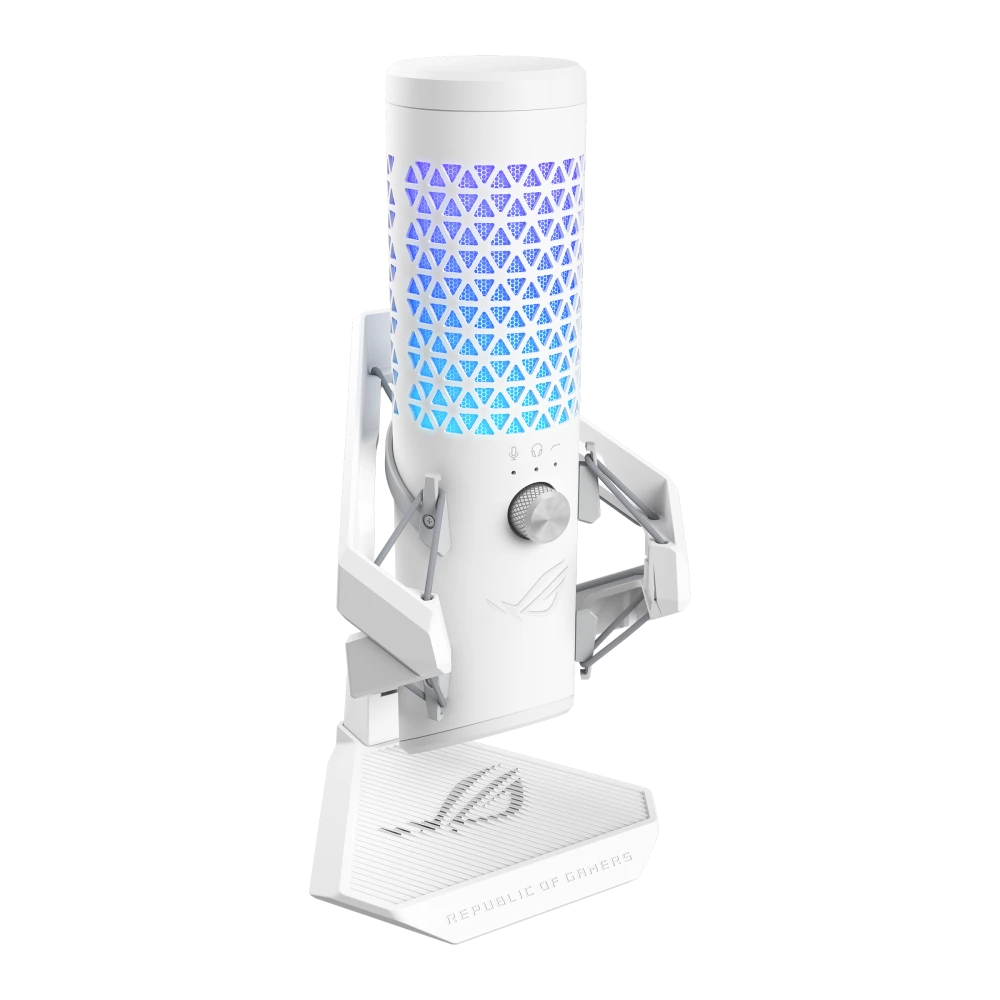 ASUS ROG Carnyx – front view angled from left in moonlight white edition