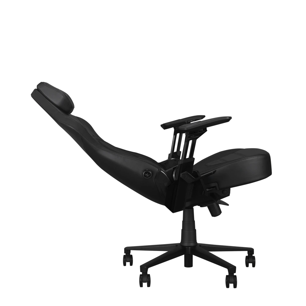 ASUS ROG Courser Core Gaming Chair side view from right with 155-degree recline and rocking mode