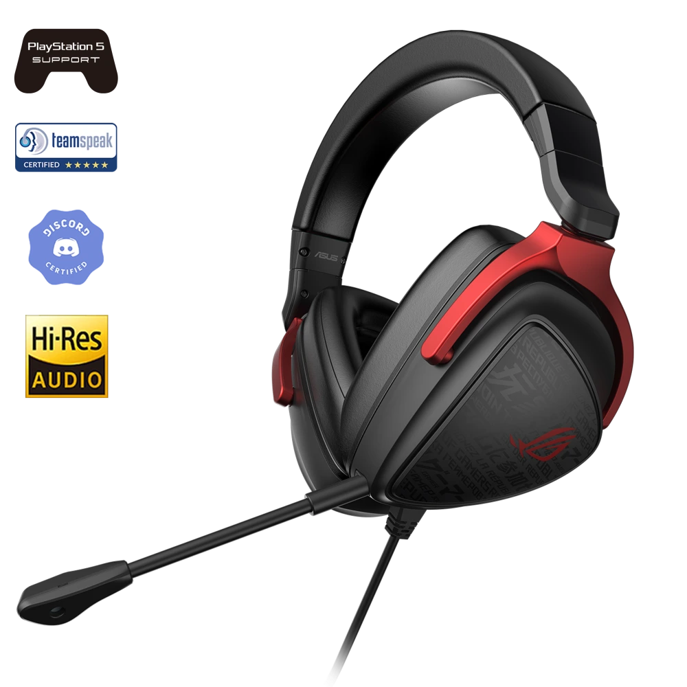ASUS Delta S Core 3.5mm wired gaming headset with teamspeak, discord and hi-res logo
