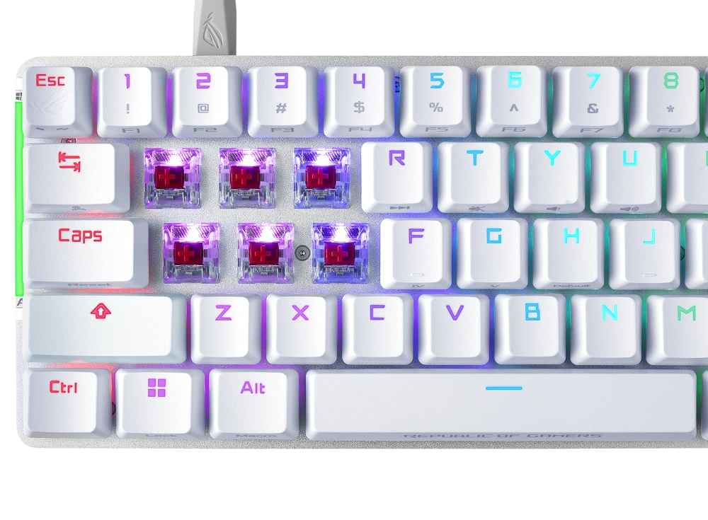 ASUS ROG Falchion Ace, close-up showing ROG NX switches