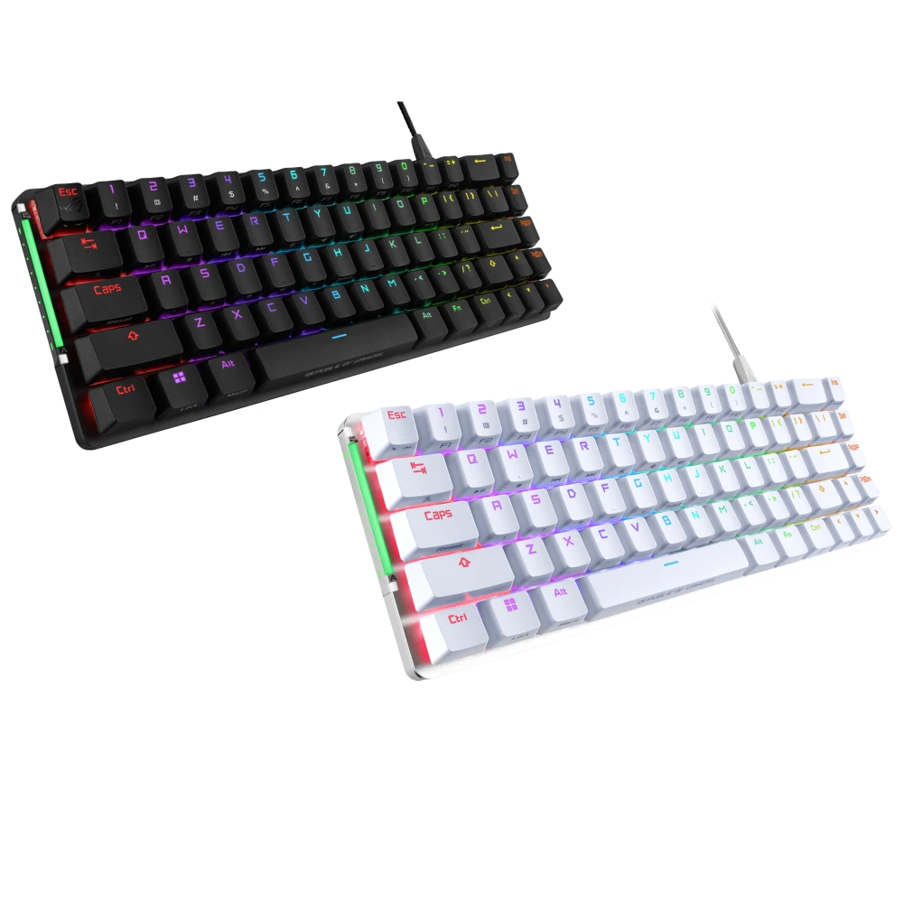 ASUS ROG Falchion Ace, black &amp; white version angled view from left