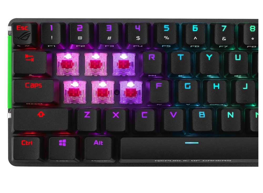 ASUS ROG Falchion NX, close-up showing ROG NX switches