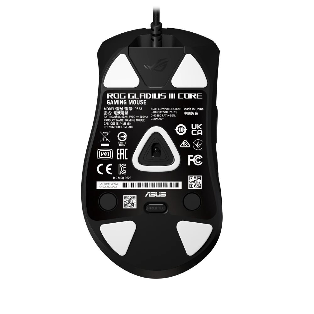 ASUS Bottom view of the ROG Gladius III Core