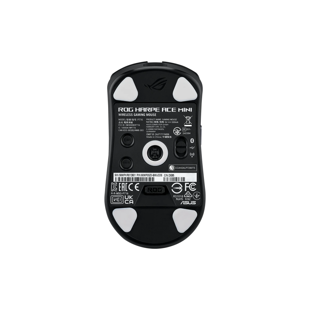 ASUS The bottom view of the black ROG Harpe Ace Mini