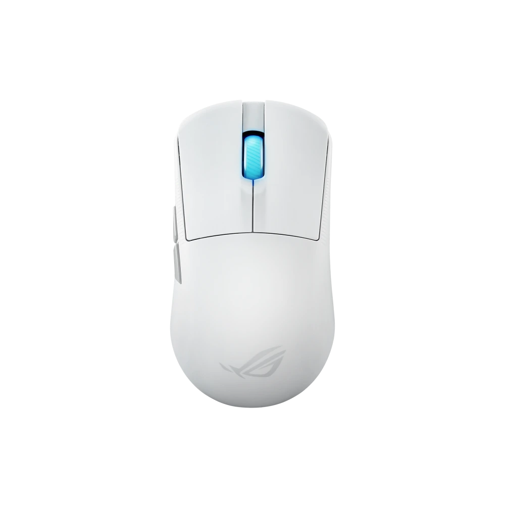 ASUS A top-down view of the Moonlight White ROG Harpe Ace Mini