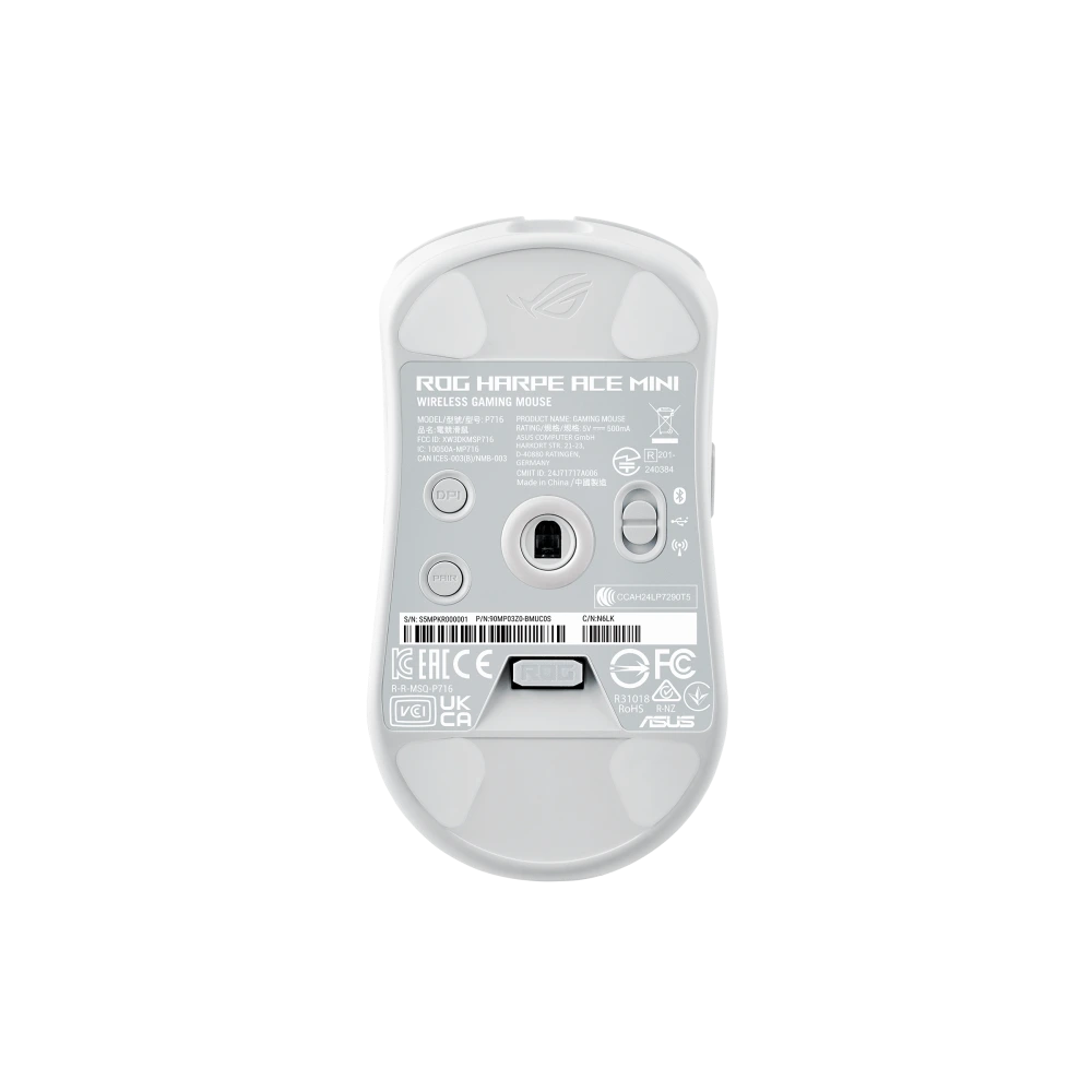 ASUS The bottom view of the Moonlight White ROG Harpe Ace Mini