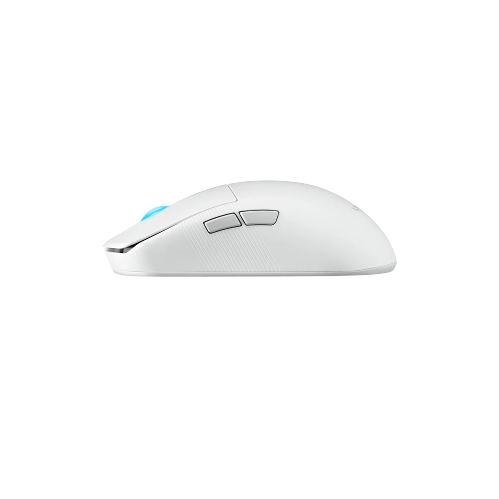 ASUS A side view of the Moonlight White ROG Harpe Ace Mini