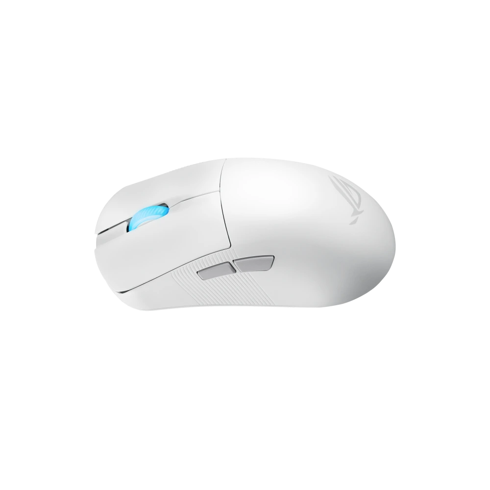 ASUS An angled side view of the Moonlight White ROG Harpe Ace Mini