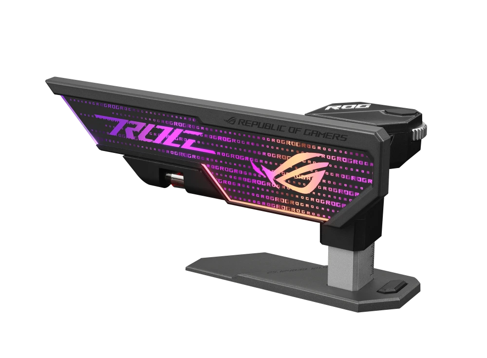 ASUS ROG Herculx front view, tilted 45 degrees, with AURA lighting
