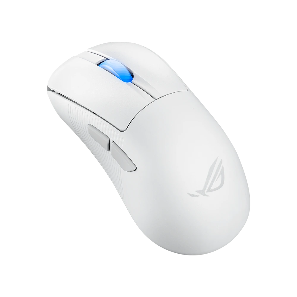 ASUS ROG Keris II Ace Moonlight White –angled view from the left