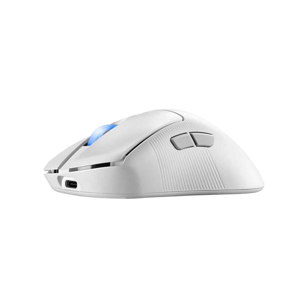 ASUS ROG Keris II Ace Moonlight White – angled side view