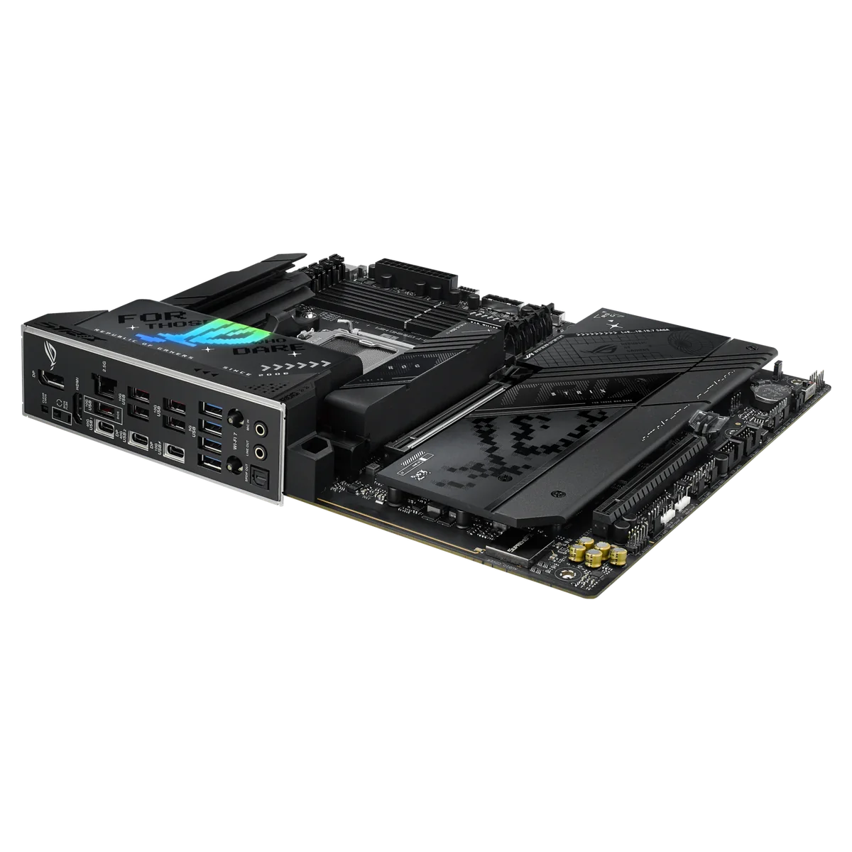 ROG Strix X870-F Gaming WiFi side view of the rear I/O with USB4 and USB Type-A ports