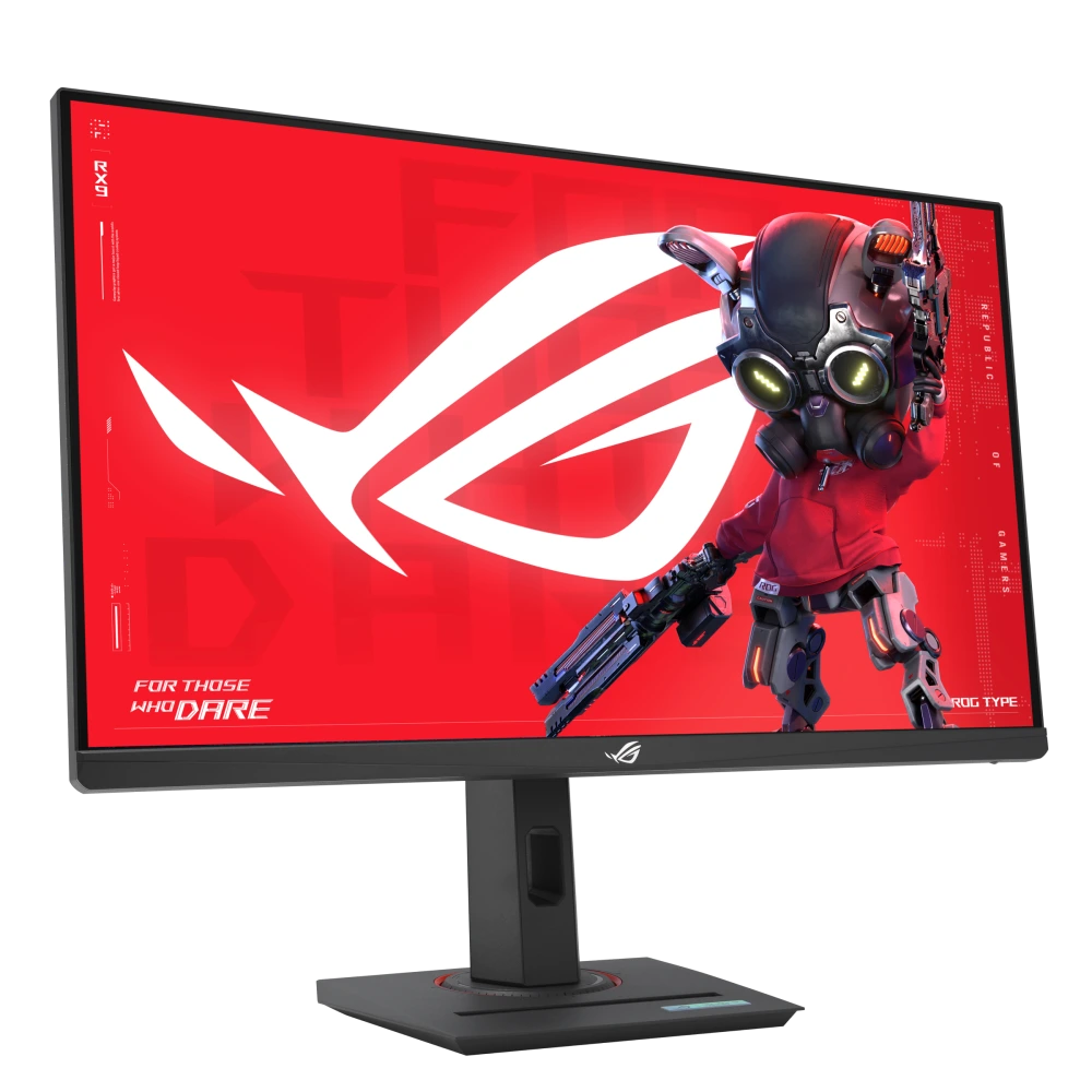ASUS ROG Strix XG27ACMS front view, to the right