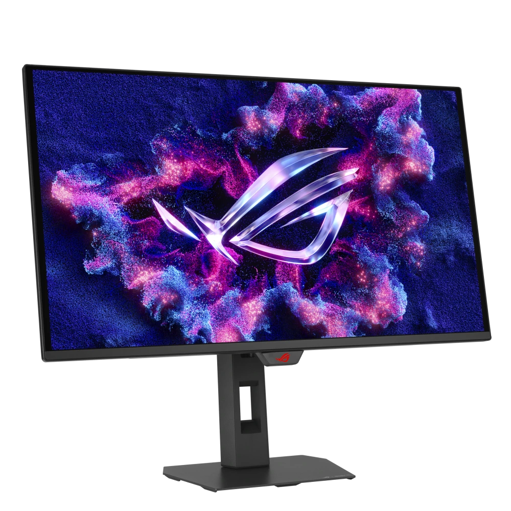 ASUS XG27AQDMES front view to the right tilted 45 degrees