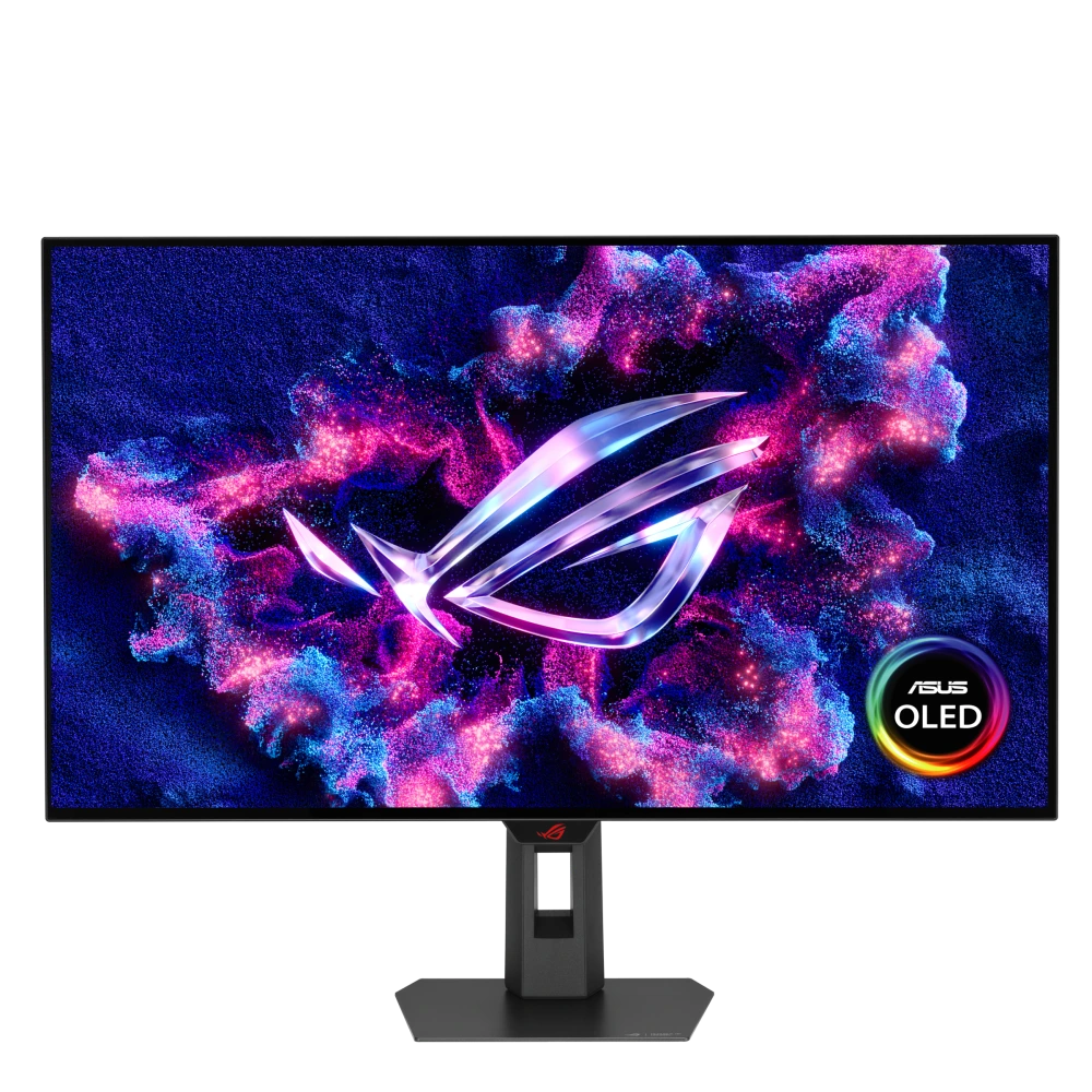 ASUS ROG Strix OLED XG32UCWMG front view with OLED logo