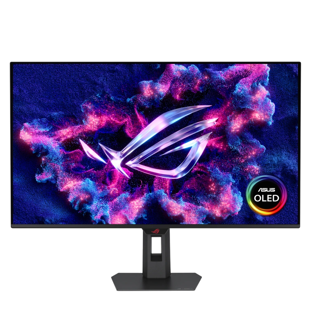 ASUS ROG Strix OLED XG32UQDMS front view with OLED LOGO