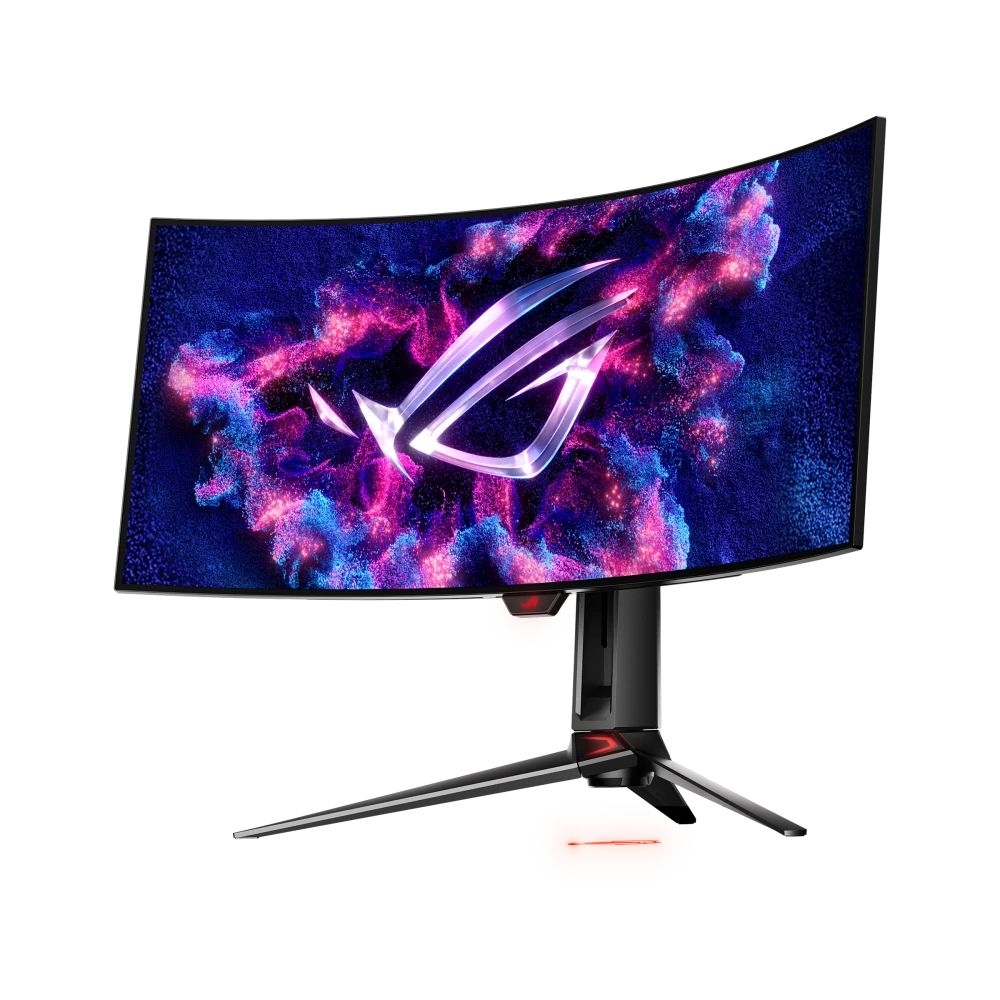 ASUS PG34WCDM front view, to the left