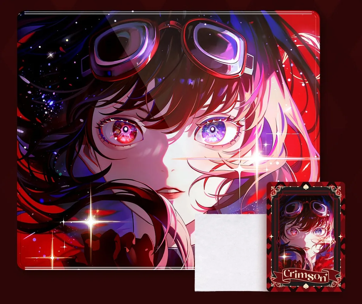 ATK Crimson glass mouse pad with art card and cleaning cloth