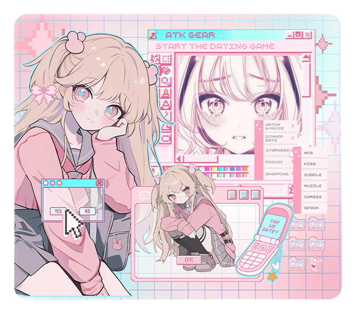 ATK NANA anime gaming mouse pad, top view