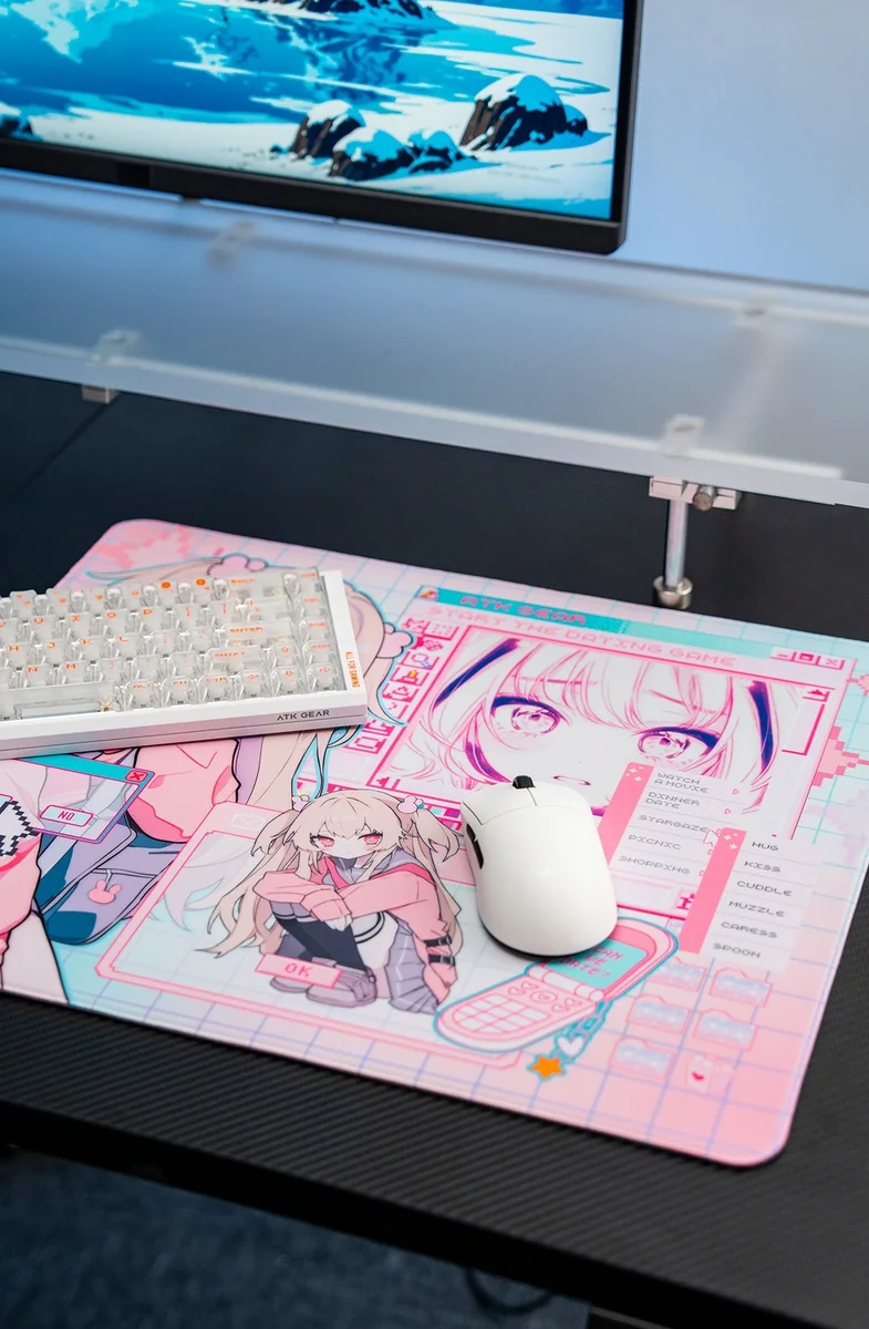 ATK NANA mouse pad on a desk with keyboard and mouse