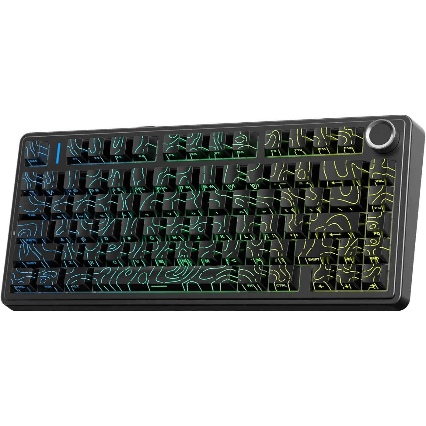 Aula F75 HE Black Contour angled view with RGB lighting