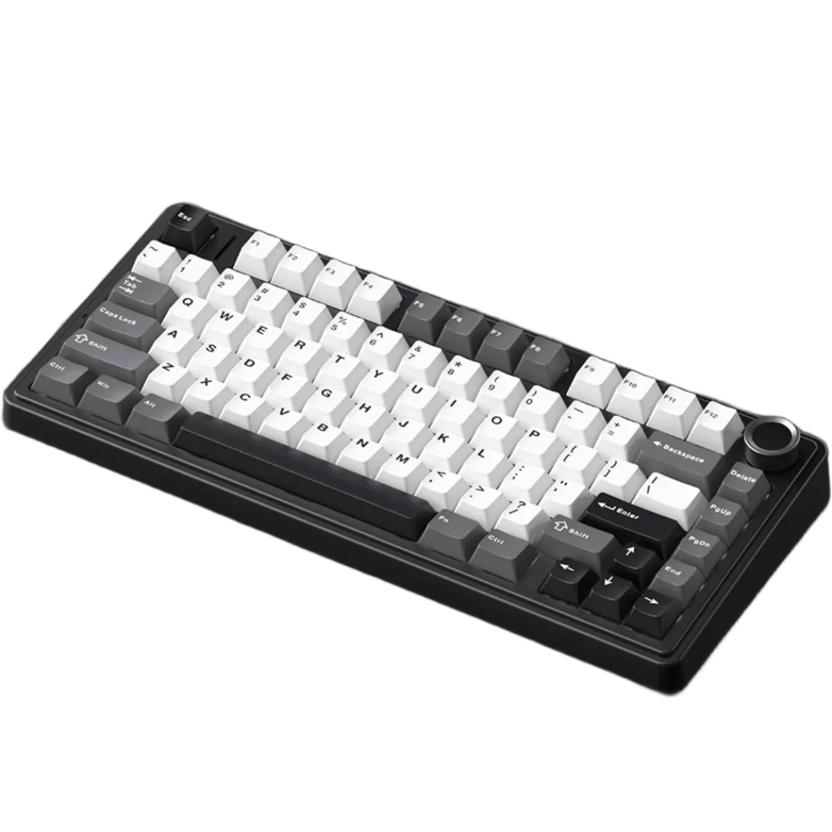 Aula F75 HE Black White Grey angled view from the left