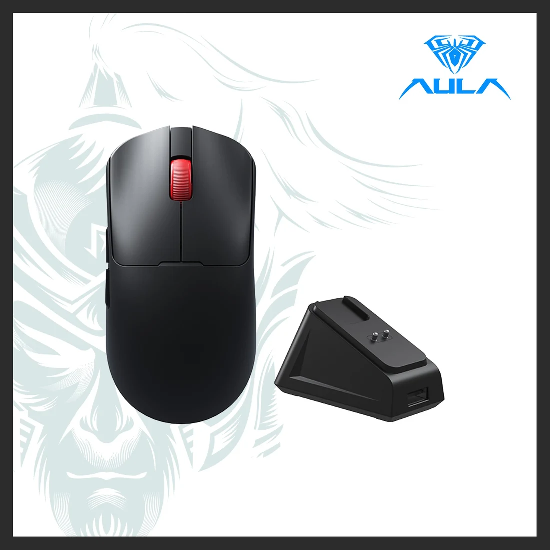 Aula SC380 Pro Ergonomic Wireless Gaming Mouse with Charging Dock - Black