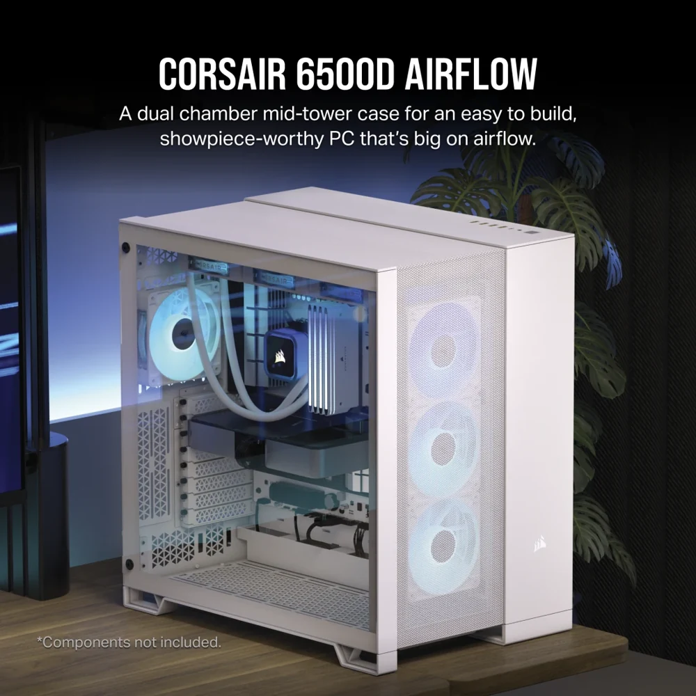 Corsair 6500D Airflow Mid-Tower Dual Chamber ATX PC Case (White) view