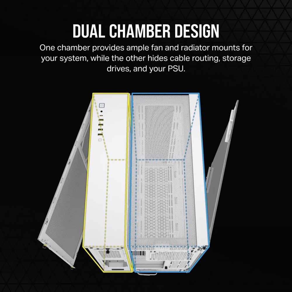 Corsair 6500D Airflow Mid-Tower Dual Chamber ATX PC Case (White) view