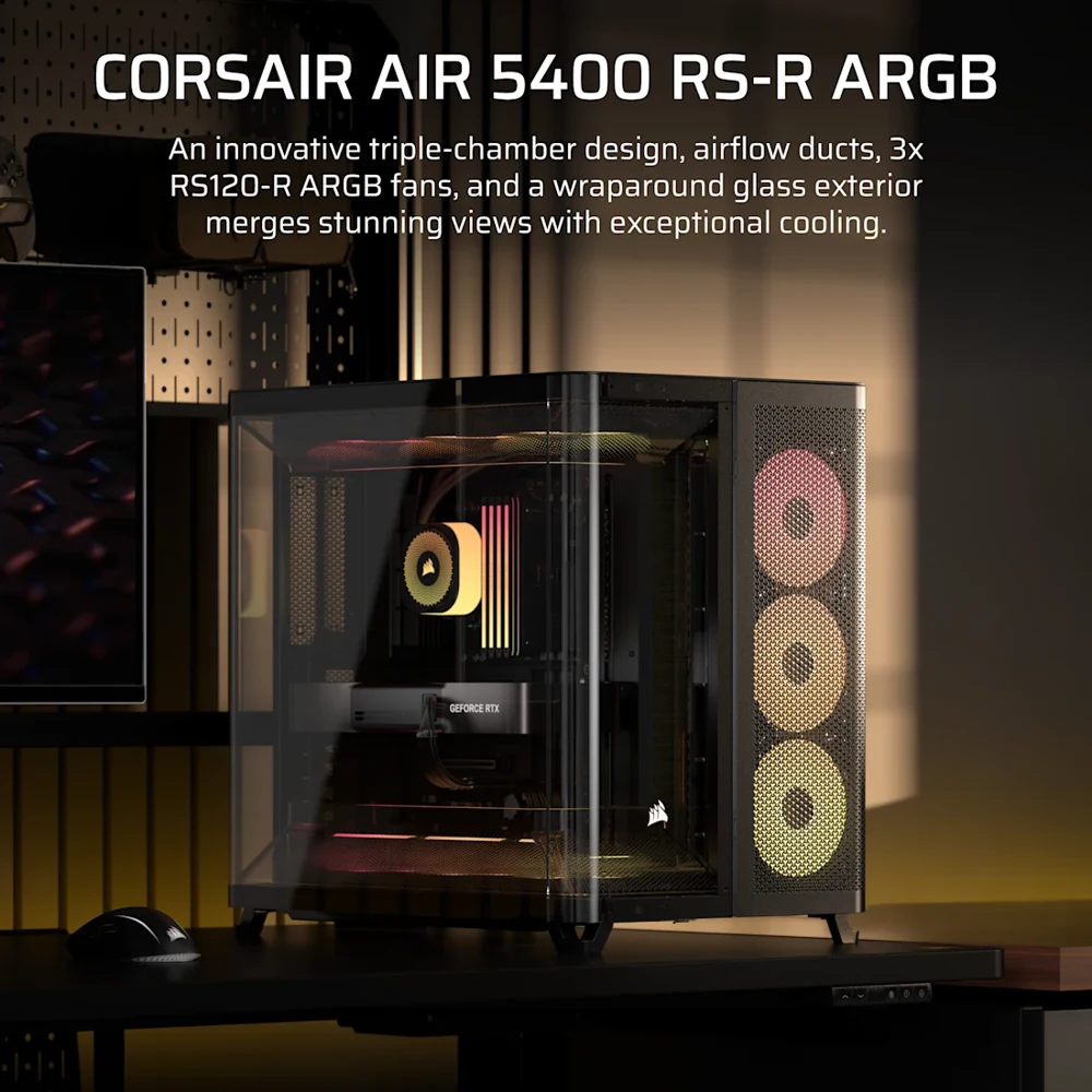 Corsair AIR 5400 RS-R ARGB Triple Chamber Mid-Tower Case view 2