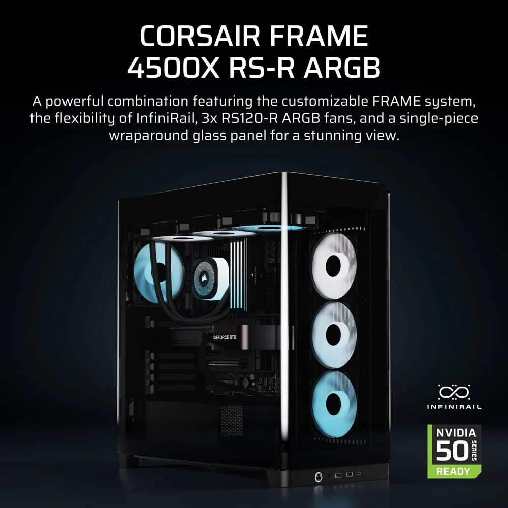 Corsair FRAME 4500X RS-R ARGB Panoramic Glass Mid-Tower PC Case - Black view 2