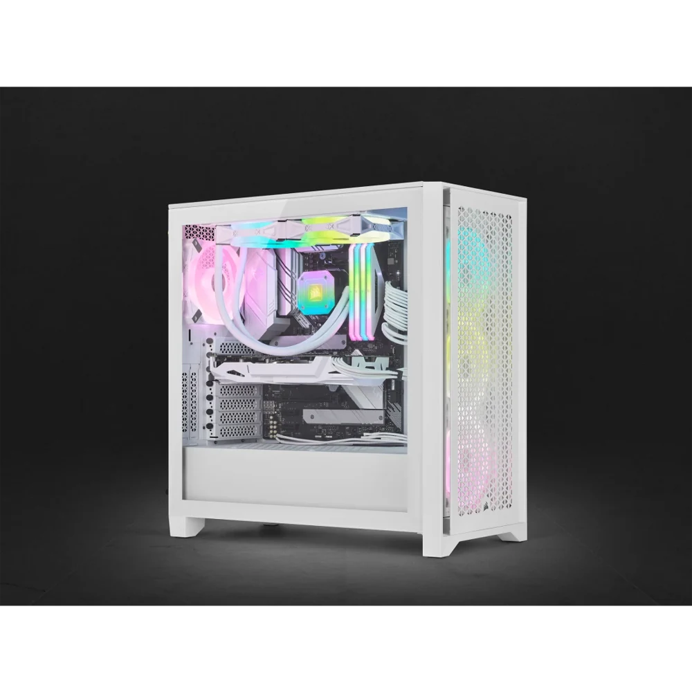 Corsair iCUE 4000D RGB Airflow QL Edition Mid-Tower ATX Case - True White view 3