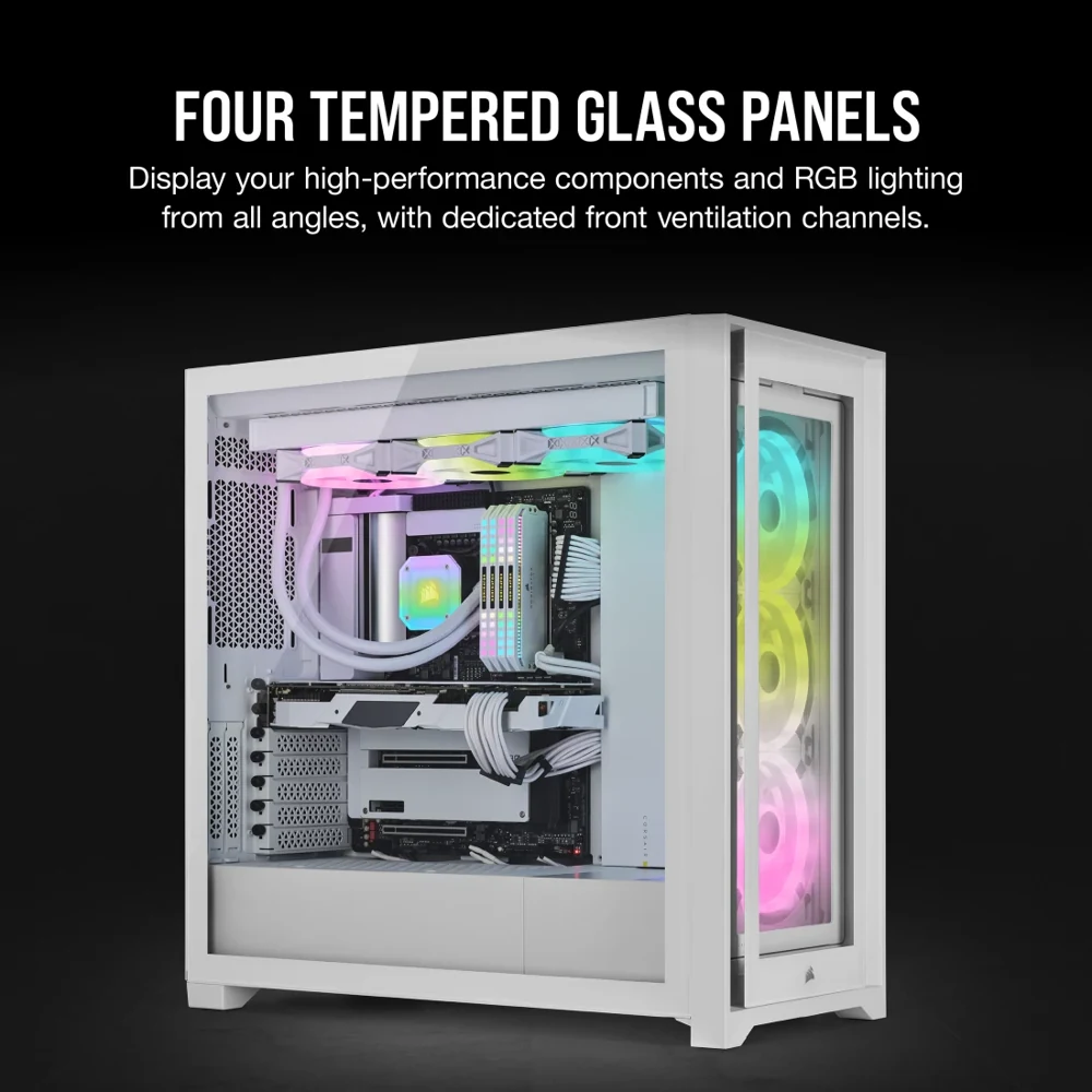 Corsair iCUE 5000X RGB QL Edition Mid-Tower ATX Case - True White view 4