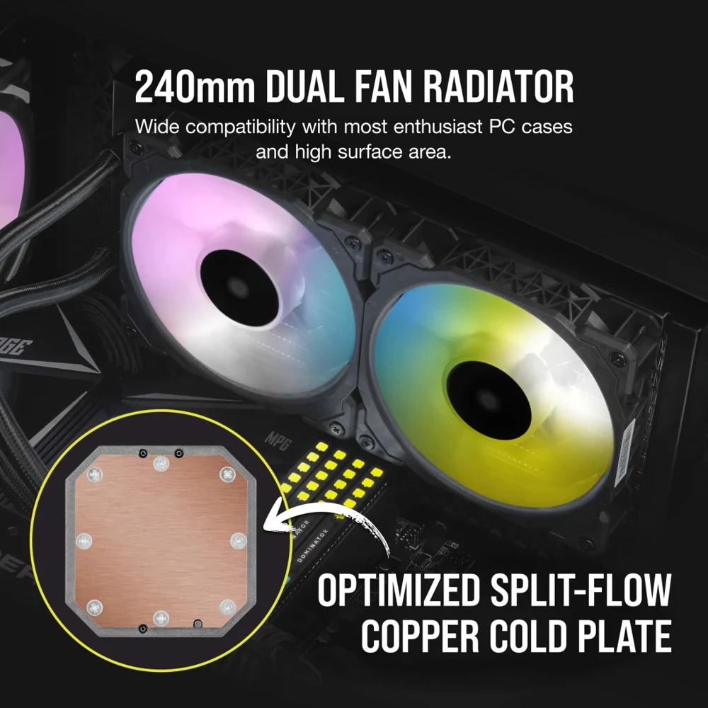 Corsair iCUE H100i ELITE CAPELLIX 240mm Liquid CPU Cooler view 3