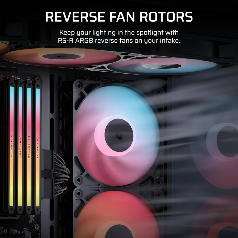Corsair RS120-R ARGB 120mm PWM Reverse Fans Triple Pack view 3