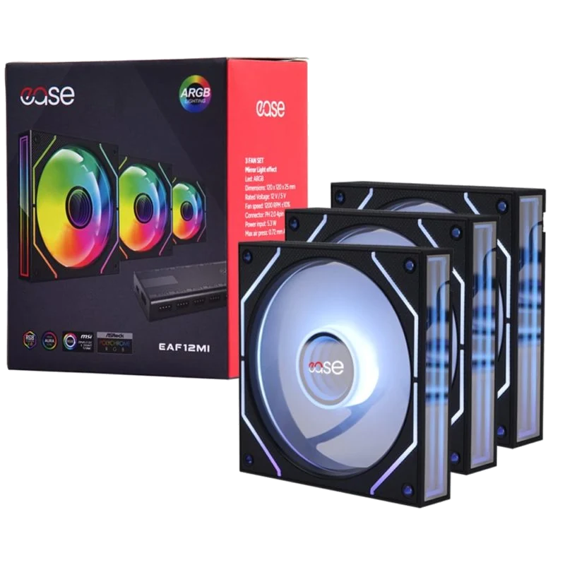 Ease 120mm Infinity Mirror ARGB Case Fan Triple Kit with Hub view 1