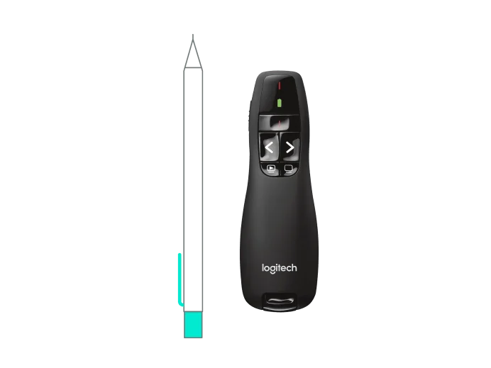 Logitech R400 wireless presenter remote, black, with USB receiver