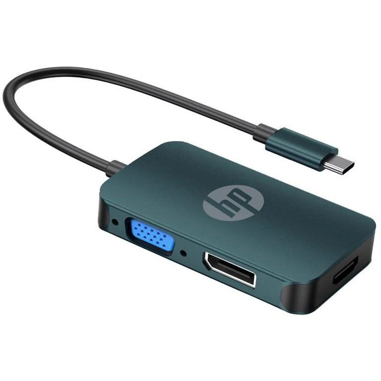 HP USB-C to HDMI VGA DisplayPort Multiport Adapter - Black
