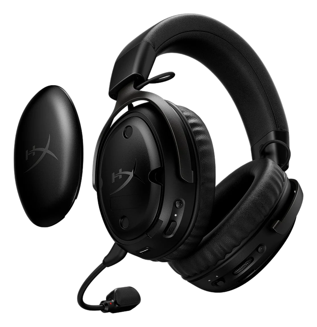 HyperX Cloud III S Wireless black headset with a removable ear cup plate taken off