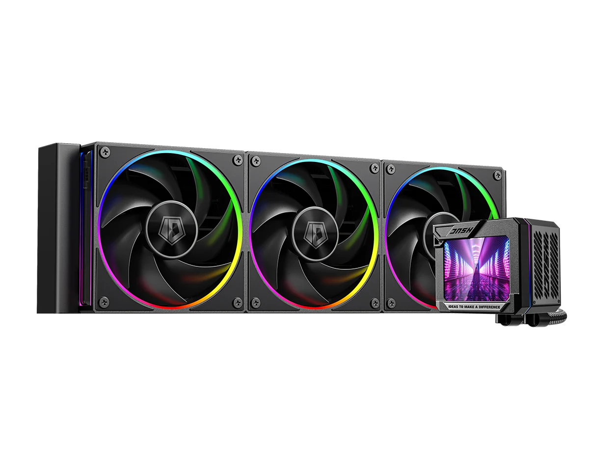 ID-COOLING DL360 MAX 360mm LCD AIO liquid CPU cooler with radiator, three ARGB fans and magnetic LCD pump