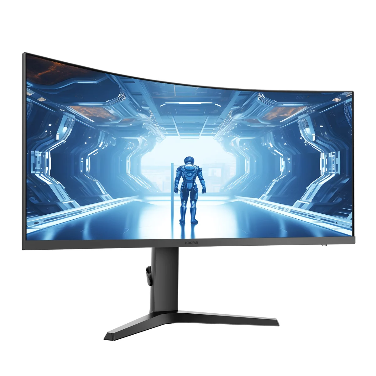 KOORUI 34E6UC 34" UWQHD 165Hz VA Curved Ultrawide Monitor - front 3/4 hero view