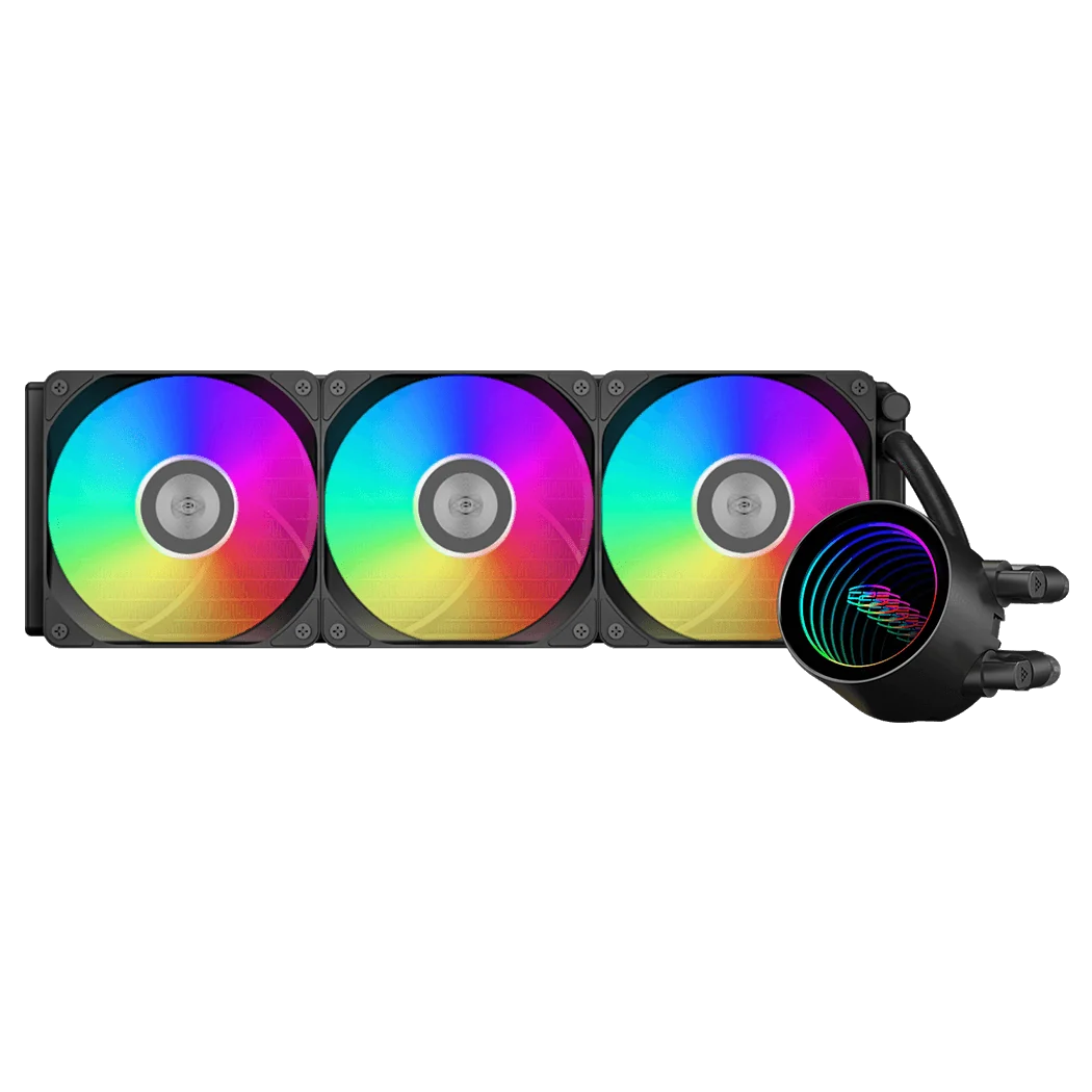 PCCOOLER DA360 V2 ARGB 360mm AIO Liquid CPU Cooler in Black, view 2