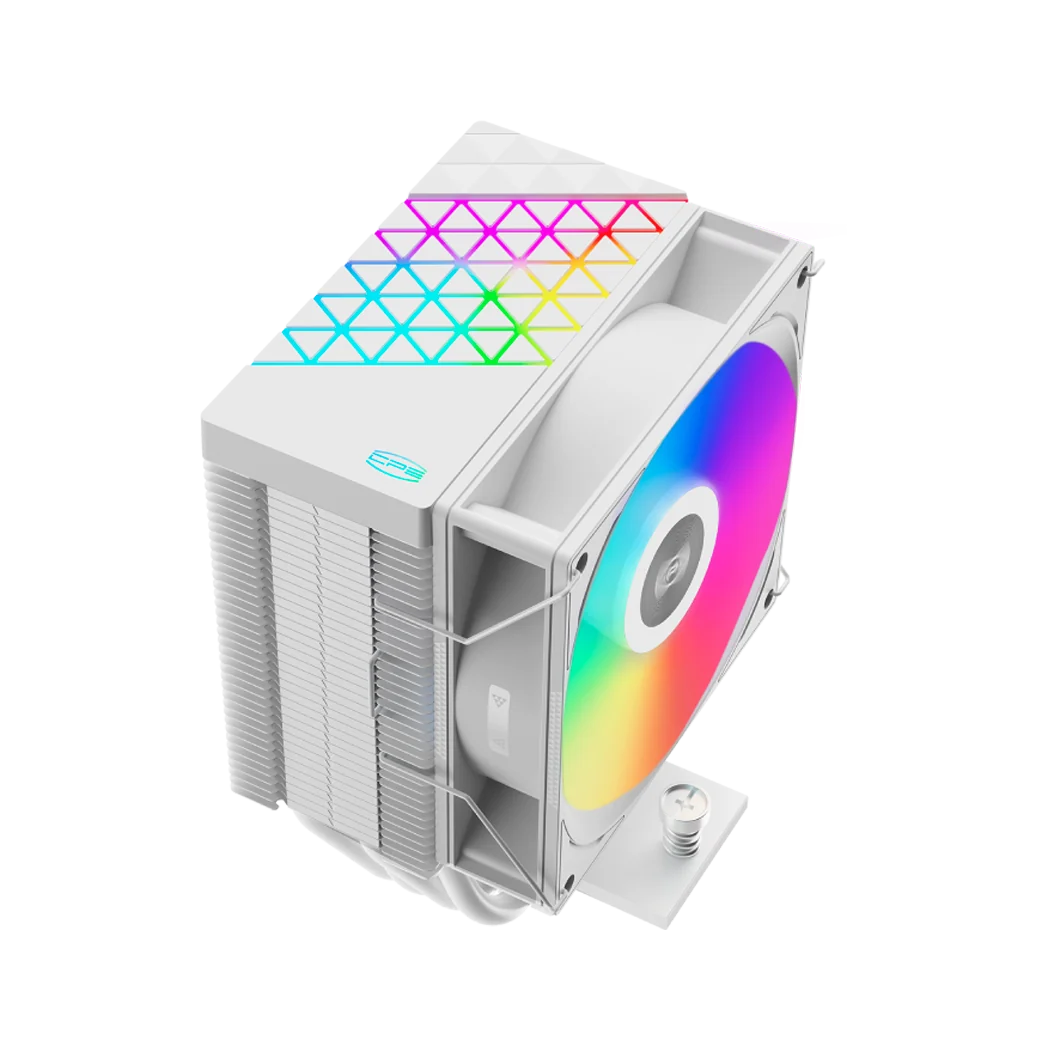 PCCOOLER R400 ARGB CPU Air Cooler, 4 Heatpipes, ARGB Top Cover, 92mm Fan in White, view 6